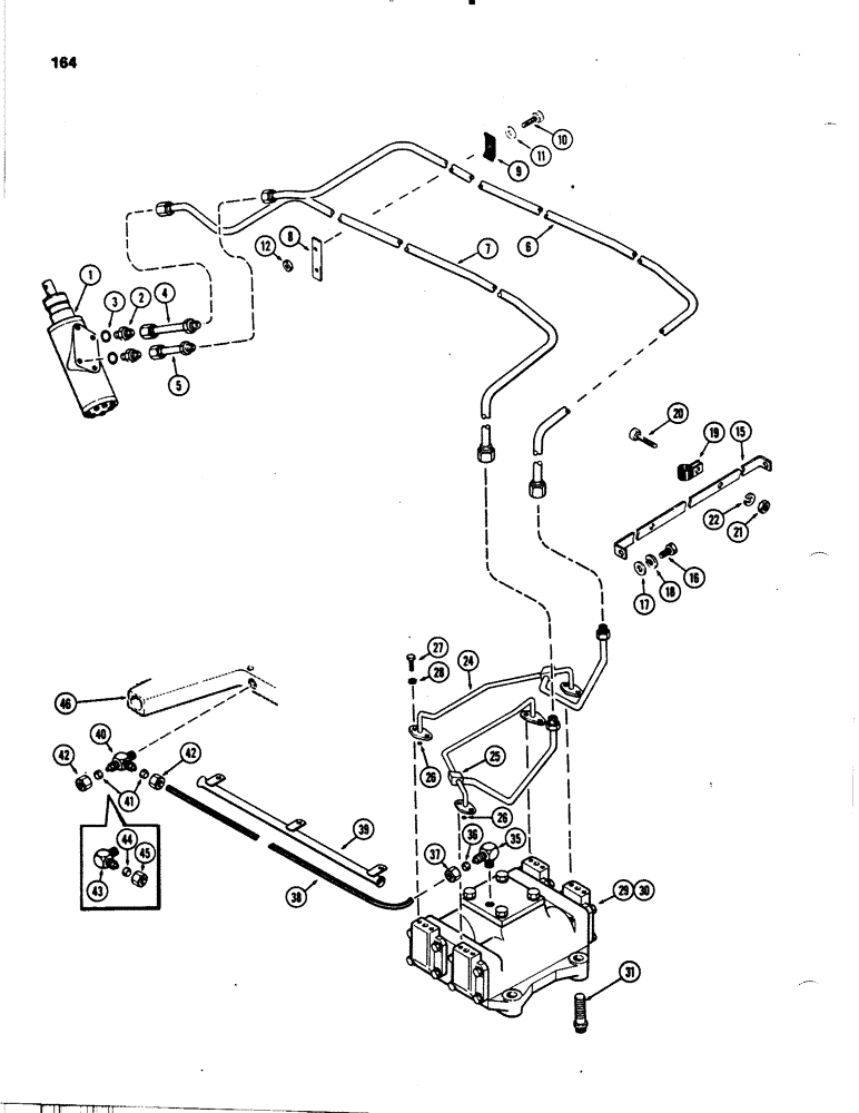 Схема запчастей Case IH 1070 - (0164) - HYDROSTATIC STEERING SYSTEM, USED TRACTOR SERIAL NUMBERS 8693001 TO 8741587 (05) - STEERING