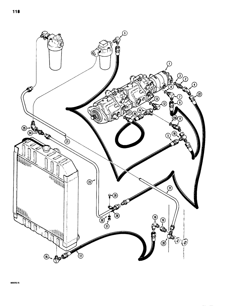 Схема запчастей Case IH 1835 - (118) - TANDEM PUMP HYDRAULIC CIRCUIT (06) - POWER TRAIN