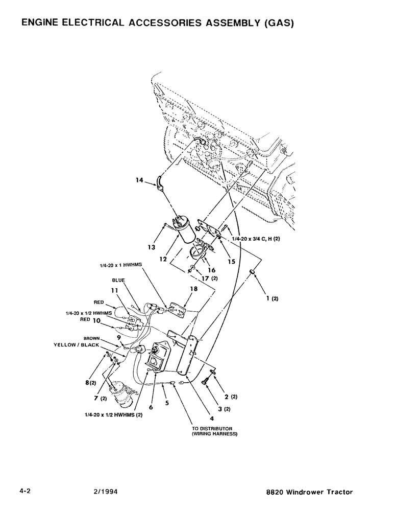 Схема запчастей Case IH 8820 - (4-02) - ENGINE ELECTRICAL ACCESSORIES ASSEMBLY, GAS (04) - ELECTRICAL SYSTEMS