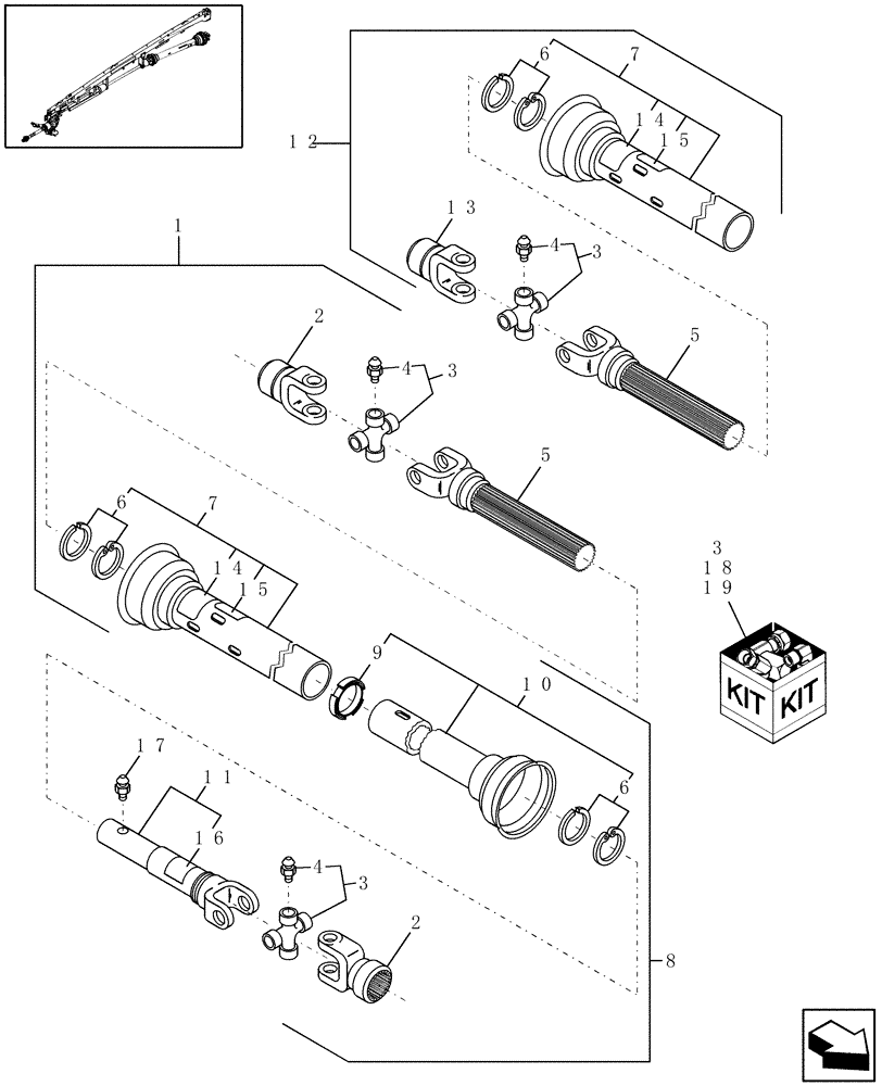 Схема запчастей Case IH DCX161 - (01.02) - 2 POINT SWIVEL PTO (01) - PTO DRIVE SHAFT