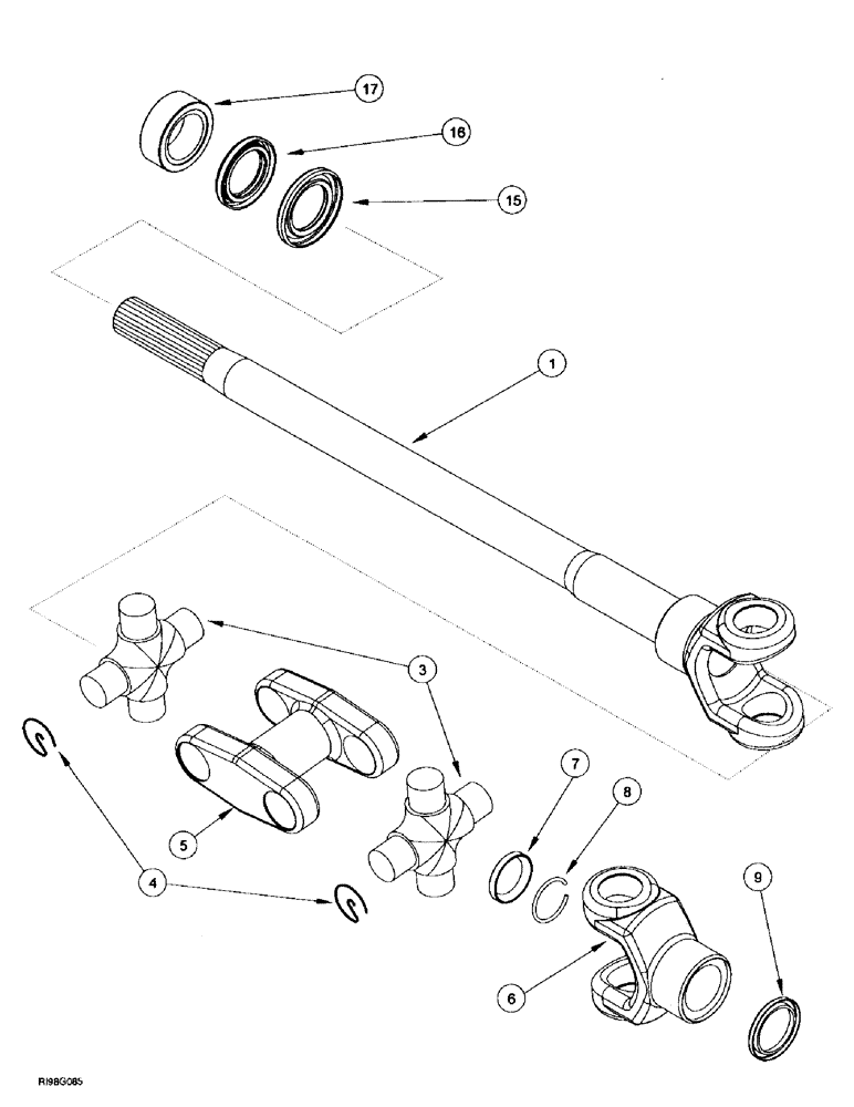 Схема запчастей Case IH MX270 - (5-040) - FRONT AXLE DRIVE SHAFT, M.F.D. (05) - STEERING