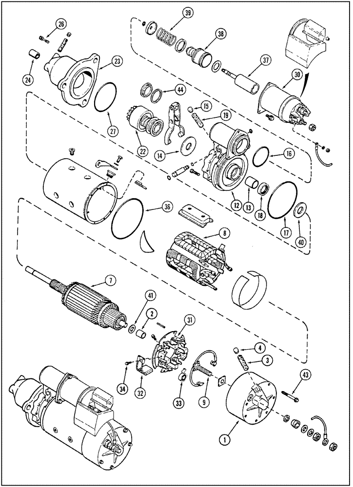 Схема запчастей Case IH 9260 - (4-047A) - STARTER ASSEMBLY, 9250 AND 9260 TRACTORS, DELCO REMY, 107717A1 STARTER ASSEMBLY (04) - ELECTRICAL SYSTEMS