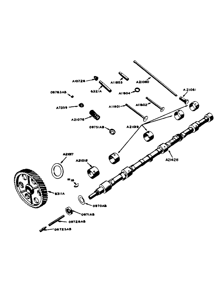 Схема запчастей Case IH 930 - (2-008) - DIESEL ENGINE, VALVES, PUSH RODS AND CAMSHAFT, SEE PAGE 1 OF SUPPLEMENT (02) - ENGINE