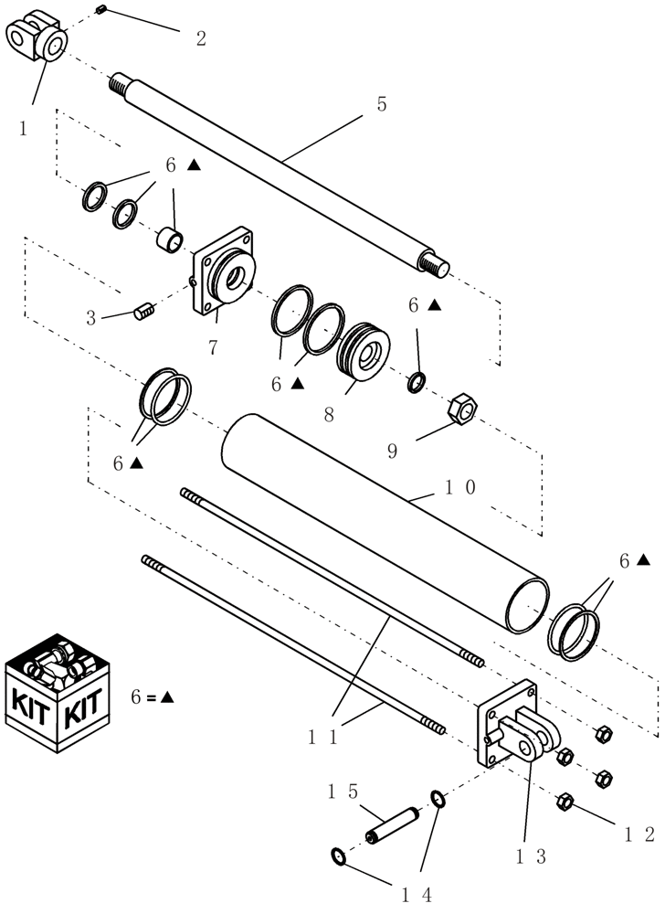 Схема запчастей Case IH SRX160 - (H.20.G[07]) - HYDRAULIC - SUSPENDED BOOM - 2 1/2" X 16" CYLINDER ASSEMBLY H - Working Arm