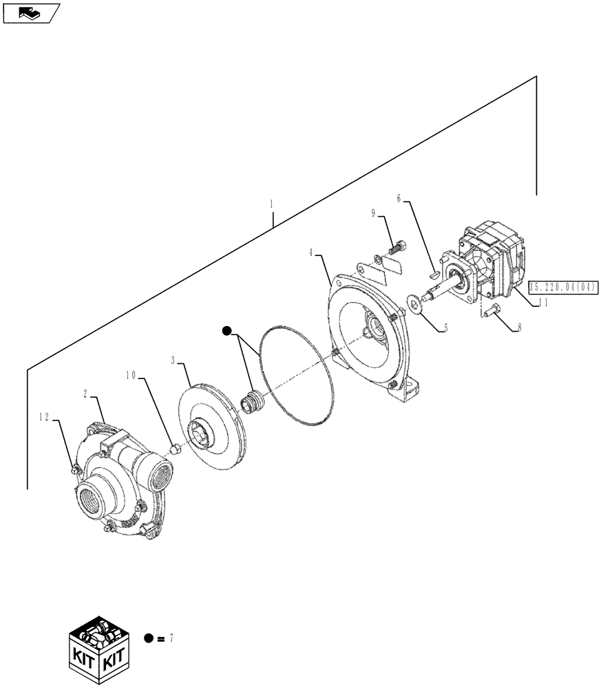 Схема запчастей Case IH 100 - (35.220.04[03]) - PUMP - ASSEMBLY, HYDRAULIC CENTRIFUGAL (HYPRO - CAST) HM3C (35) - HYDRAULIC SYSTEMS