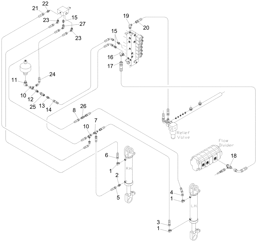 Схема запчастей Case IH A7000 - (B11.06[01]) - Hydraulic Circuit {Basecutter Lift 7700/Stability Kit 7700} (07) - HYDRAULICS