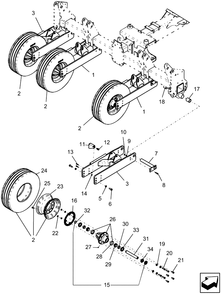 Схема запчастей Case IH 1250 - (44.100.02[02]) - WHEEL, CENTER - 12 ROW AND 16 ROW ASN Y9S007001 (44) - WHEELS