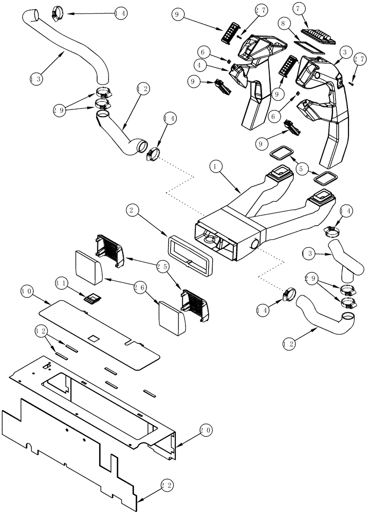 Схема запчастей Case IH MX210 - (09-48) - AIR CONDITIONING - DUCTS (09) - CHASSIS/ATTACHMENTS