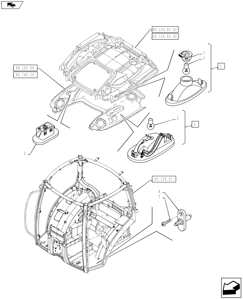 Схема запчастей Case IH PUMA 160 - (55.514.01) - CAB INTERIOR LIGHT (55) - ELECTRICAL SYSTEMS