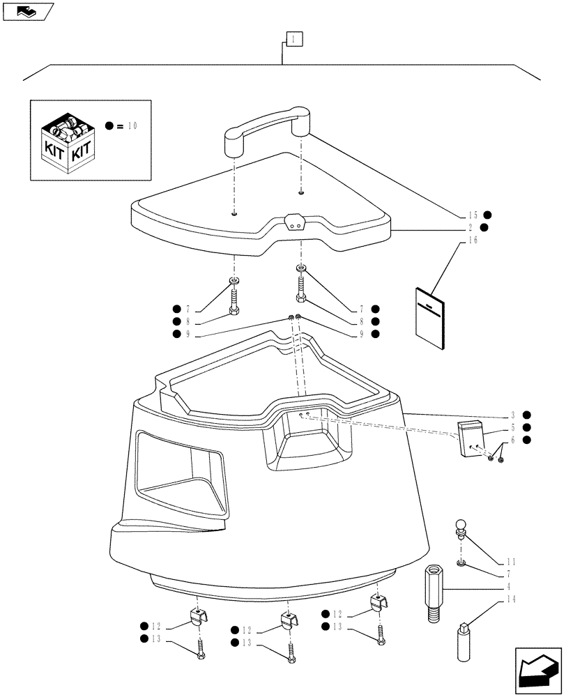 Схема запчастей Case IH PUMA 130 - (88.090.11) - DIA KIT, REAR CORNER STORAGE BOX (88) - ACCESSORIES