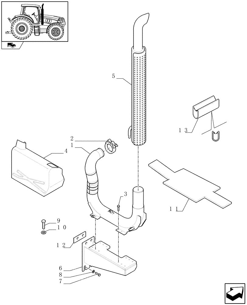 Схема запчастей Case IH PUMA 180 - (1.15.1/01[01A]) - SILENCER - D6694 (02) - ENGINE EQUIPMENT