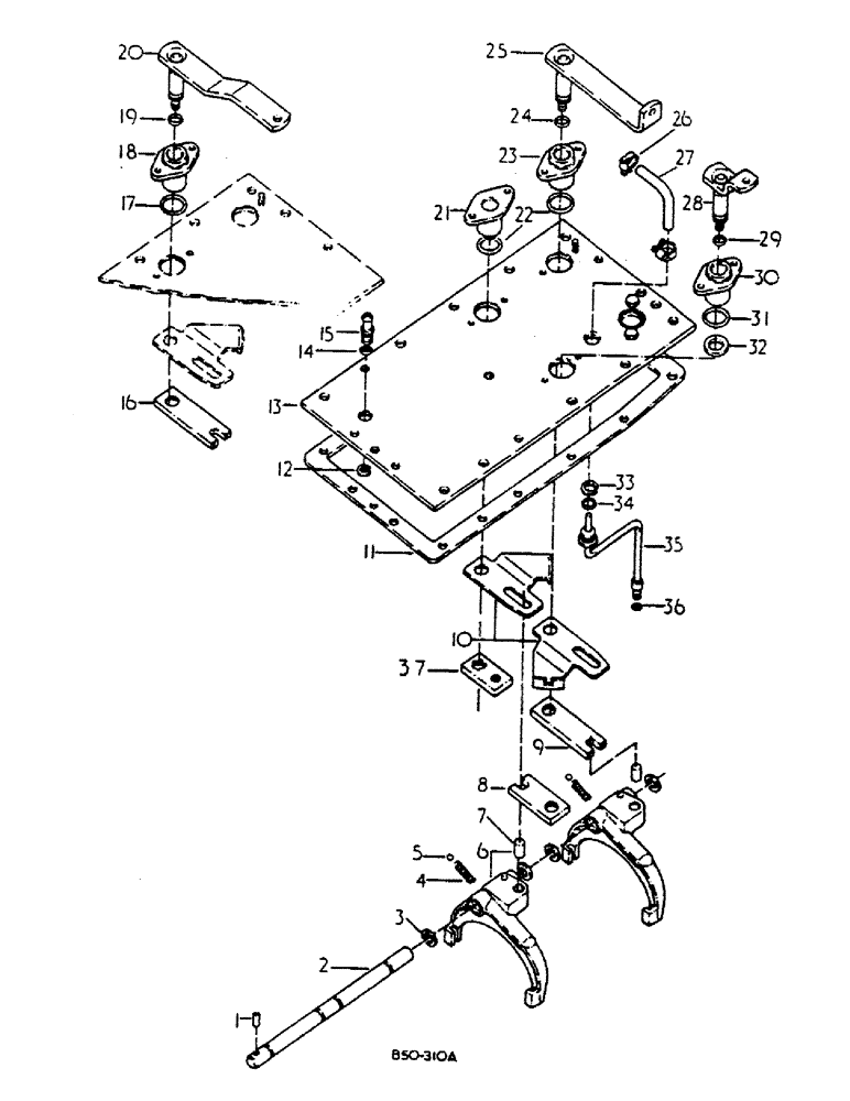 Схема запчастей Case IH 784 - (07-28) - DRIVE TRAIN, GEAR SHIFT MECHANISM, SPEED TRANSMISSION, H PATTERN SHIFT (04) - Drive Train