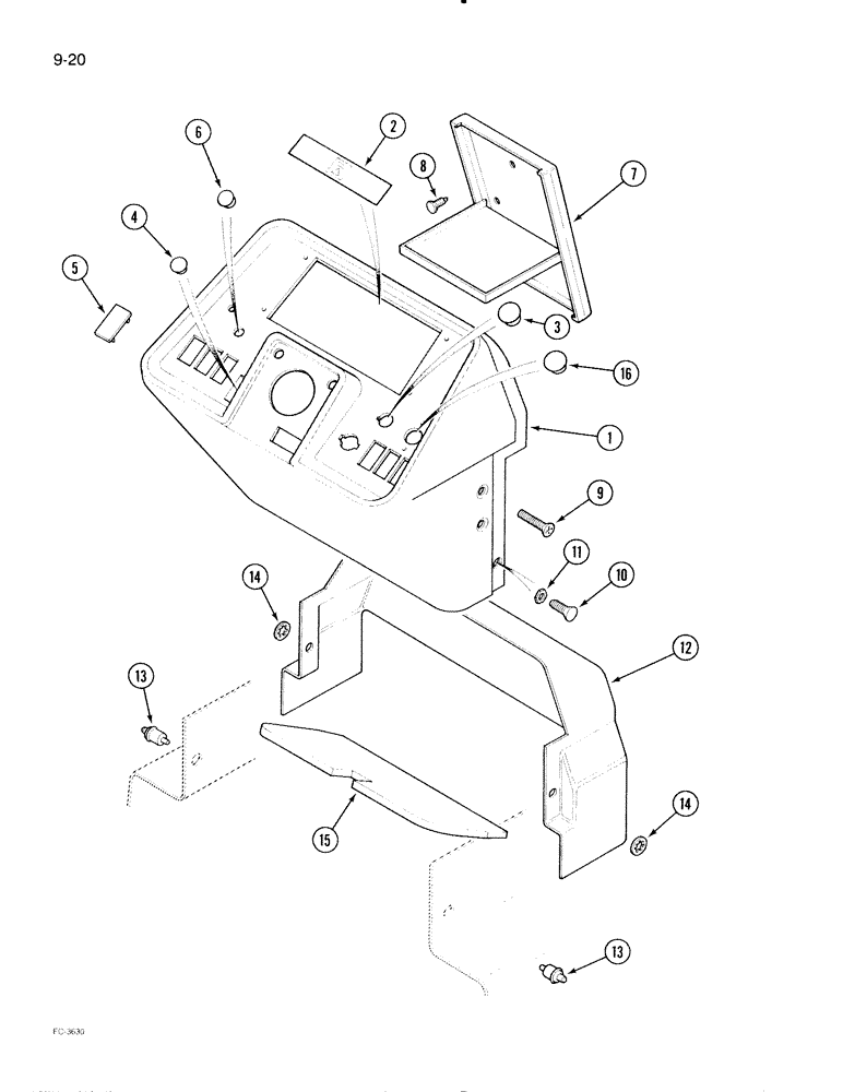 Схема запчастей Case IH 695 - (9-020) - INSTRUMENT HOUSING, TRACTOR WITH CAB (09) - CHASSIS/ATTACHMENTS