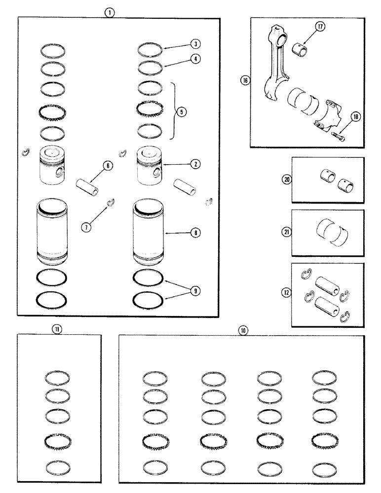 Схема запчастей Case IH 870 - (046) - PISTON ASSEMBLY AND CONNECTING RODS, (301B) SPARK IGNITION ENGINE (02) - ENGINE