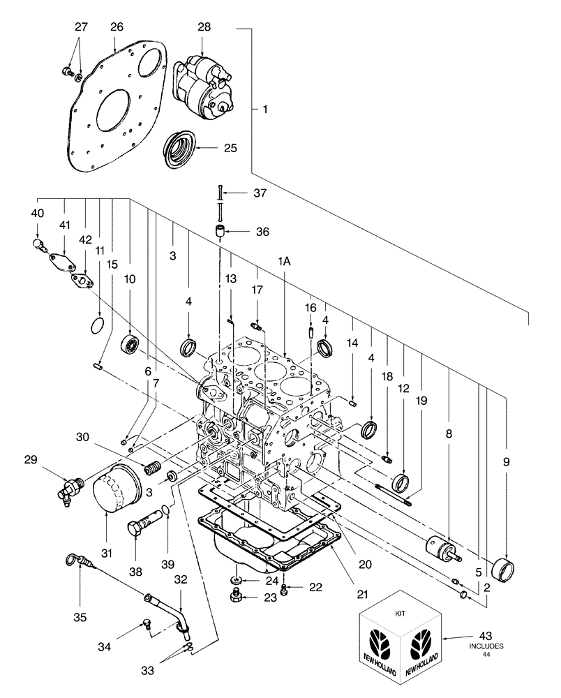 Схема запчастей Case IH DX33 - (01.01) - CYLINDER BLOCK (01) - ENGINE