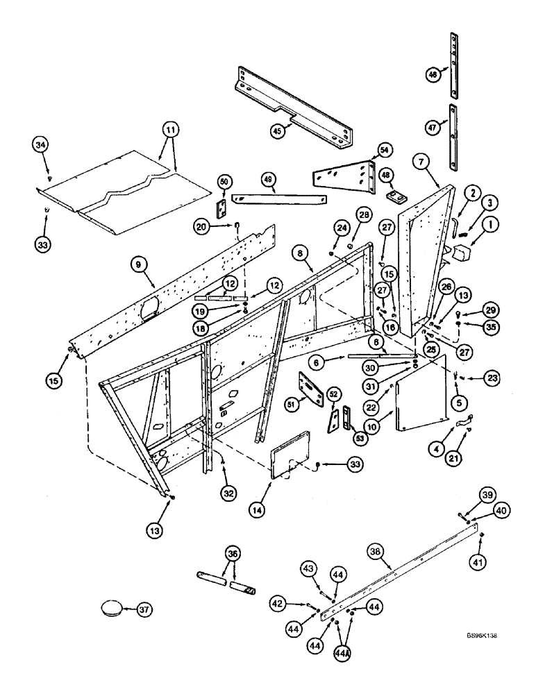 Схема запчастей Case IH 2188 - (9H-08) - RIGHT HAND SEPARATOR DOORS, SIDE AND SUPPORTS (12) - CHASSIS