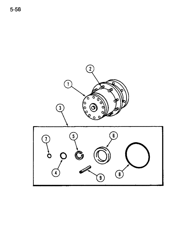 Схема запчастей Case IH 1640 - (5-58) - PLANETARY GEAR HOUSING, POWER GUIDE AXLE, PRIOR TO P.I.N. JJC0034001 (04) - STEERING