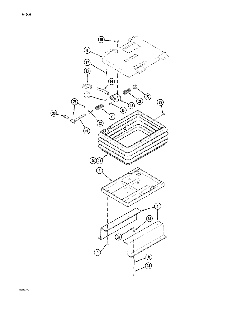 Схема запчастей Case IH 7150 - (9-088) - AIR SUSPENSION SEAT, SUSPENSION AND MOUNTS, PRIOR TO P.I.N. JJA0028200 (09) - CHASSIS/ATTACHMENTS