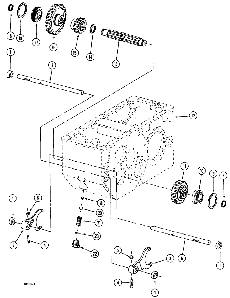 Схема запчастей Case IH 1644 - (6-30) - TRANSMISSION MAIN SHAFT, PRIOR TO P.I.N. JJC0098060 (03) - POWER TRAIN