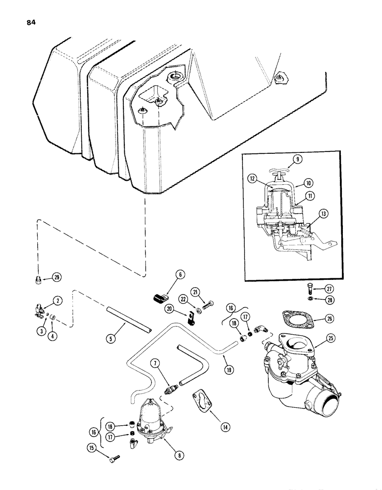 Схема запчастей Case IH 870 - (084) - FUEL PUMP AND LINES, (301B) SPARK IGNITION ENGINE (03) - FUEL SYSTEM