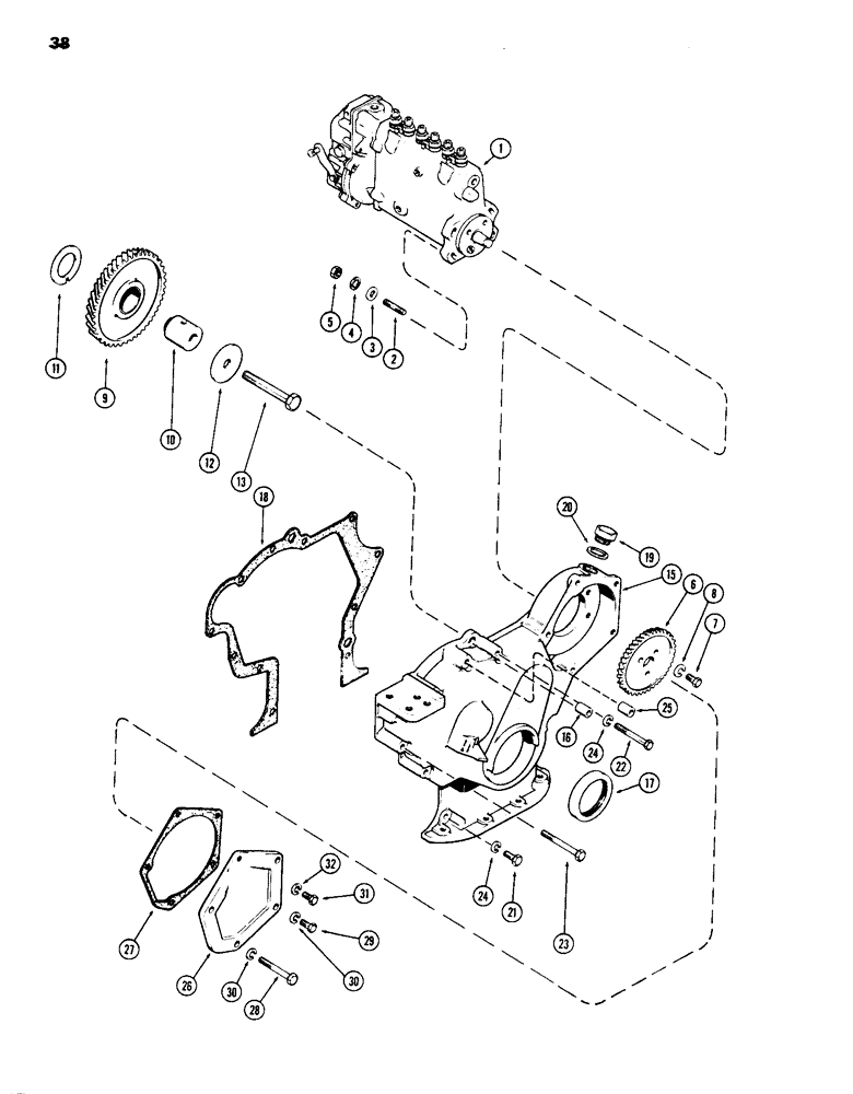 Схема запчастей Case IH 1070 - (038) - FUEL INJECTION PUMP DRIVE, (451B) DIESEL ENGINE (03) - FUEL SYSTEM