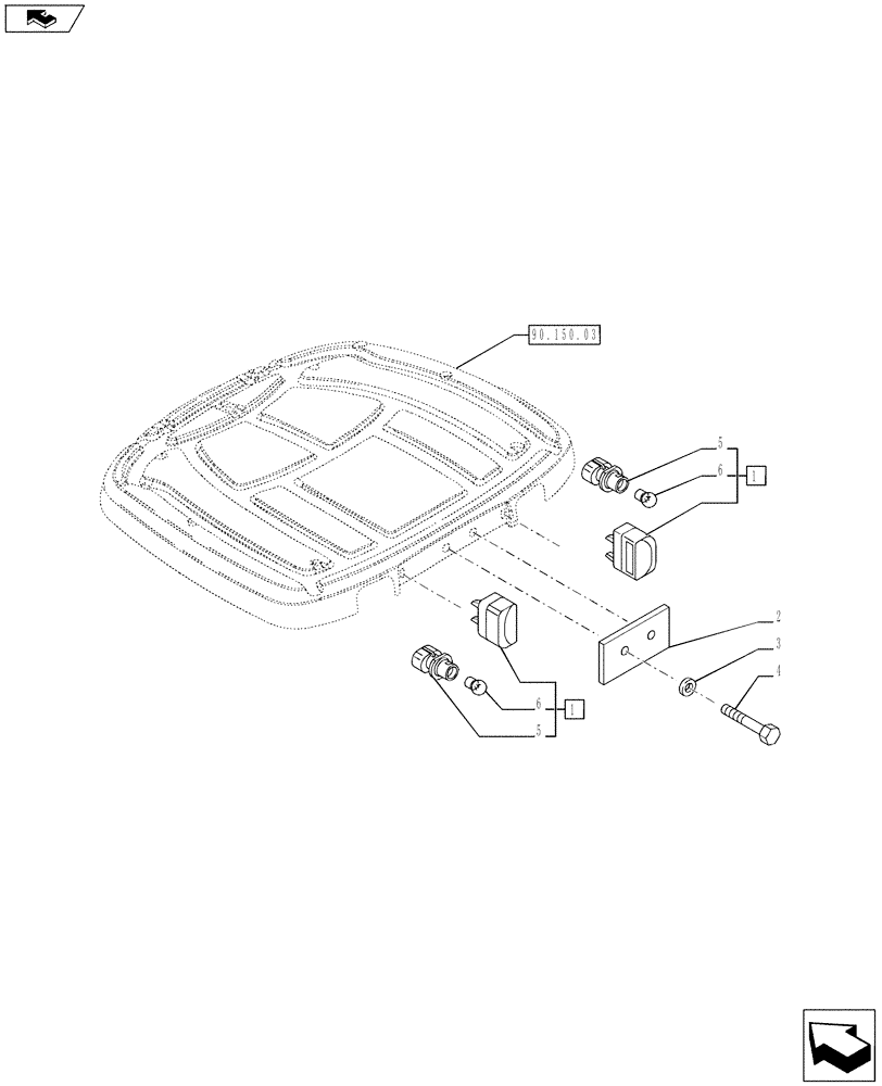 Схема запчастей Case IH PUMA 170 - (55.404.04) - ROOF MOUNTED LICENSE PLATE - REAR LICENSE PLATE LIGHT (VAR.720966) (55) - ELECTRICAL SYSTEMS