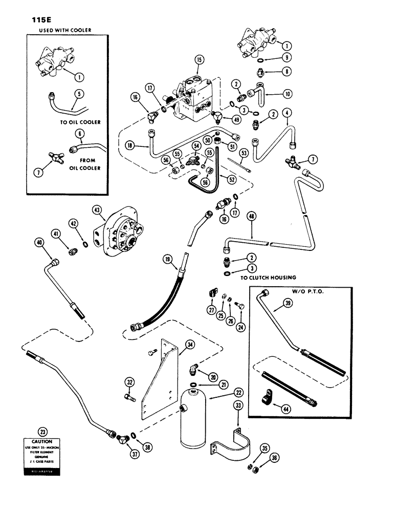 Схема запчастей Case IH 970 - (115E) - STEERING & BRAKE VALVE SYSTEM, POWER BRAKES W/MECHANICAL SHIFT, USED PRIOR TO TRAC. SER. NO. 8675001 (05) - STEERING