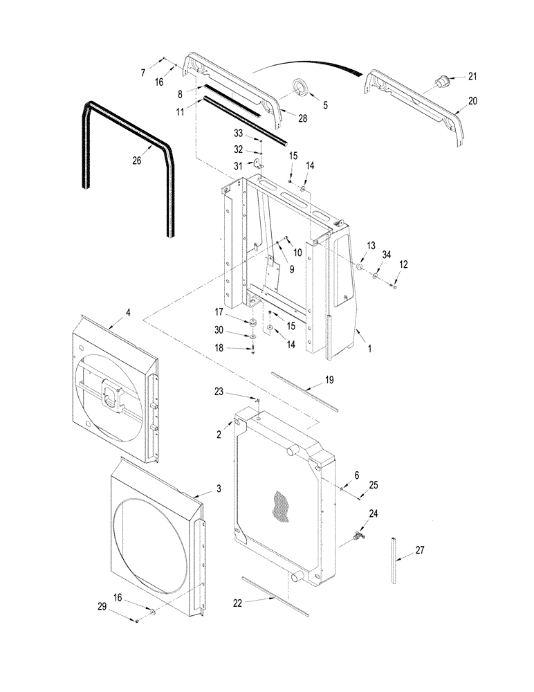 Схема запчастей Case IH STX375 - (02-02[02]) - RADIATOR MOUNTING AND FAN SHROUD, ASN JEE0100106 (02) - ENGINE