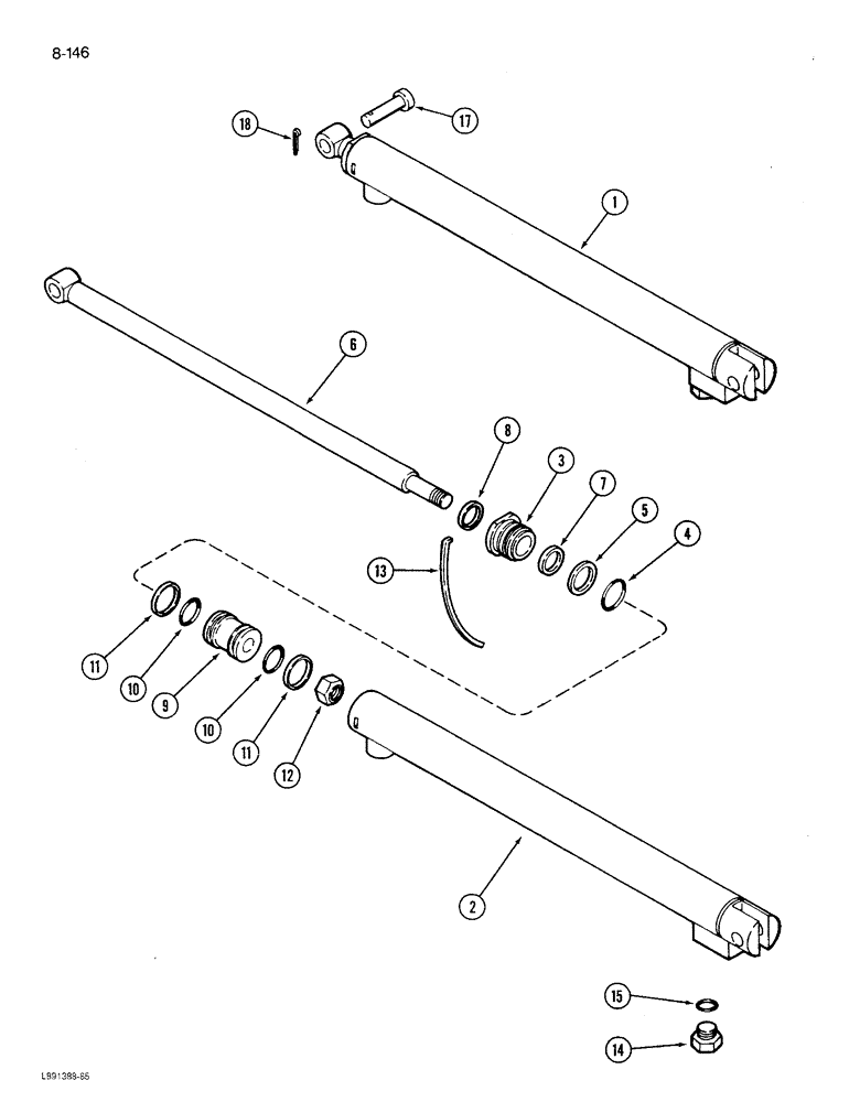 Схема запчастей Case IH 1680 - (8-146) - UNLOADER TUBE SWING CYLINDER (07) - HYDRAULICS