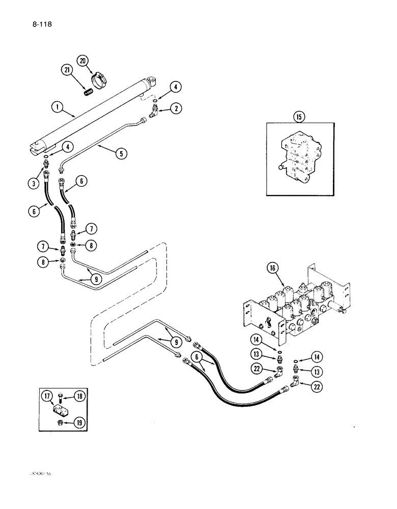 Схема запчастей Case IH 1640 - (8-118) - UNLOADER TUBE SWING CYLINDER SYSTEM (07) - HYDRAULICS