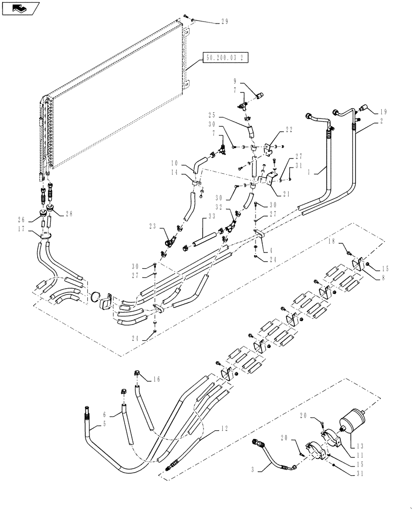 Схема запчастей Case IH 9230 - (50.200.04) - HVAC HOSES, 8230/9230 T4 (50) - CAB CLIMATE CONTROL