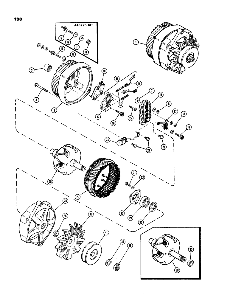 Схема запчастей Case IH 970 - (190) - A135715 ALTERNATOR, 55 AMP DELCO-REMY (04) - ELECTRICAL SYSTEMS