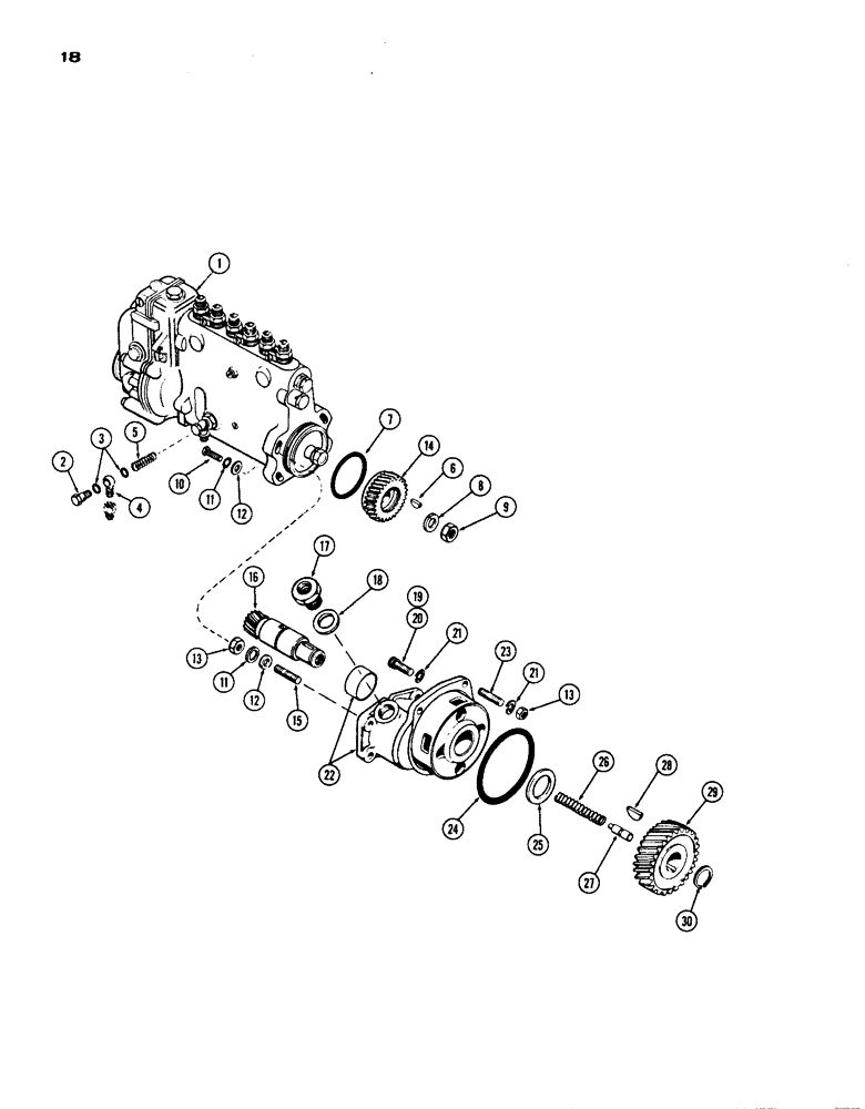 Схема запчастей Case IH 1200 - (018) - FUEL INJECTION PUMP AND DRIVE, (451) DIESEL ENGINE (02) - ENGINE