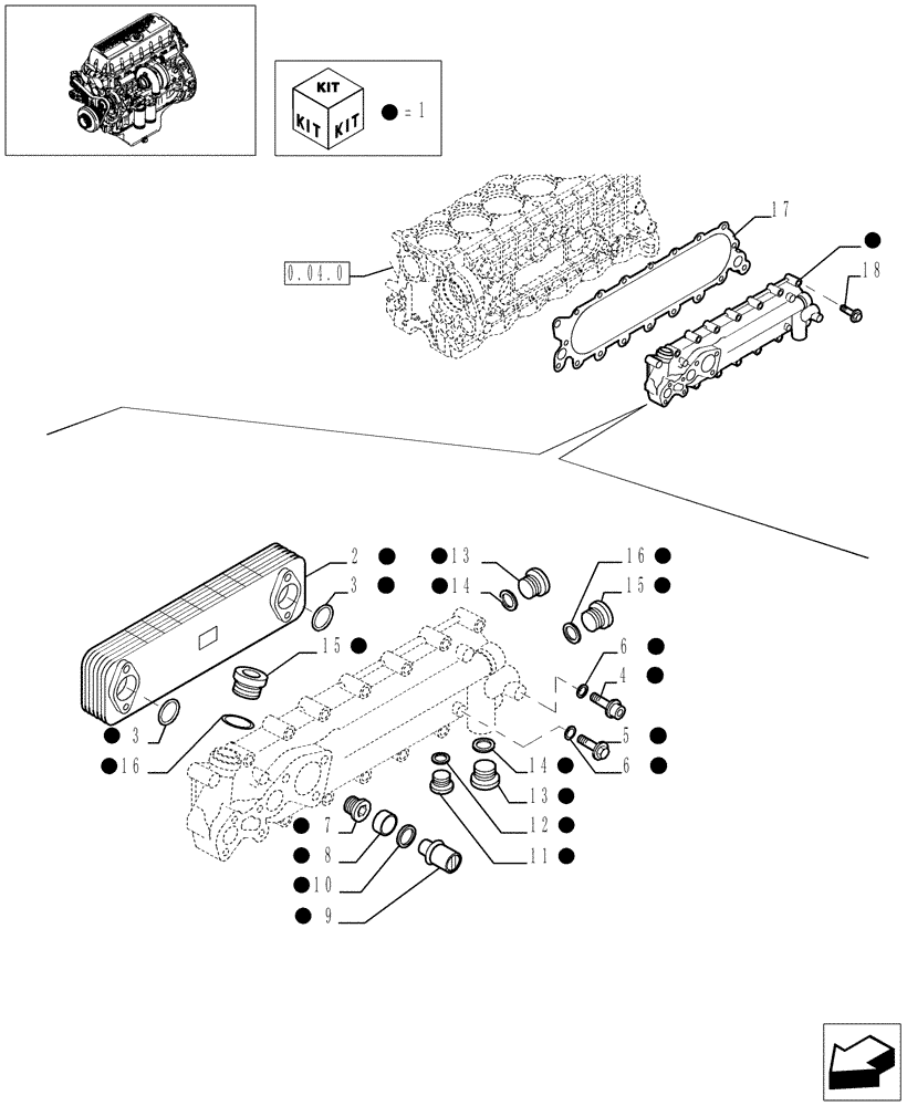 Схема запчастей Case IH F3AE0684P E906 - (0.31.0[01]) - HEAT EXCHANGER (504139732) 