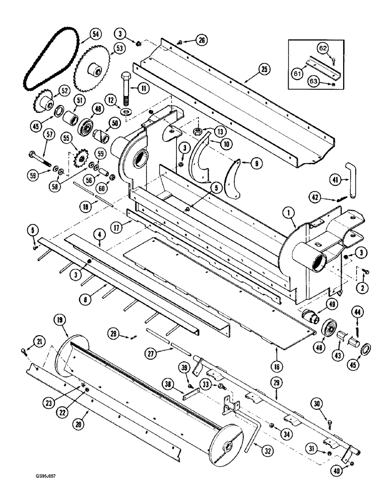 Схема запчастей Case IH 1682 - (9-060) - FEEDER ROCK TRAP (09) - CHASSIS ATTACHMENTS