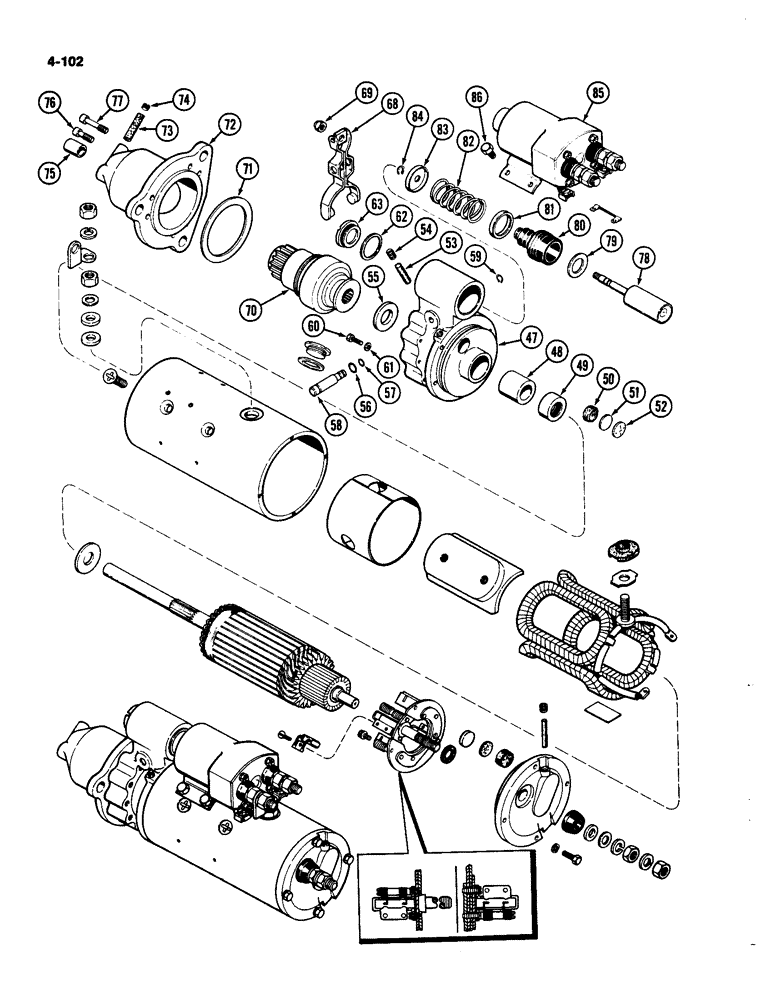 Схема запчастей Case IH 4490 - (4-102) - STARTER ASSEMBLY (04) - ELECTRICAL SYSTEMS