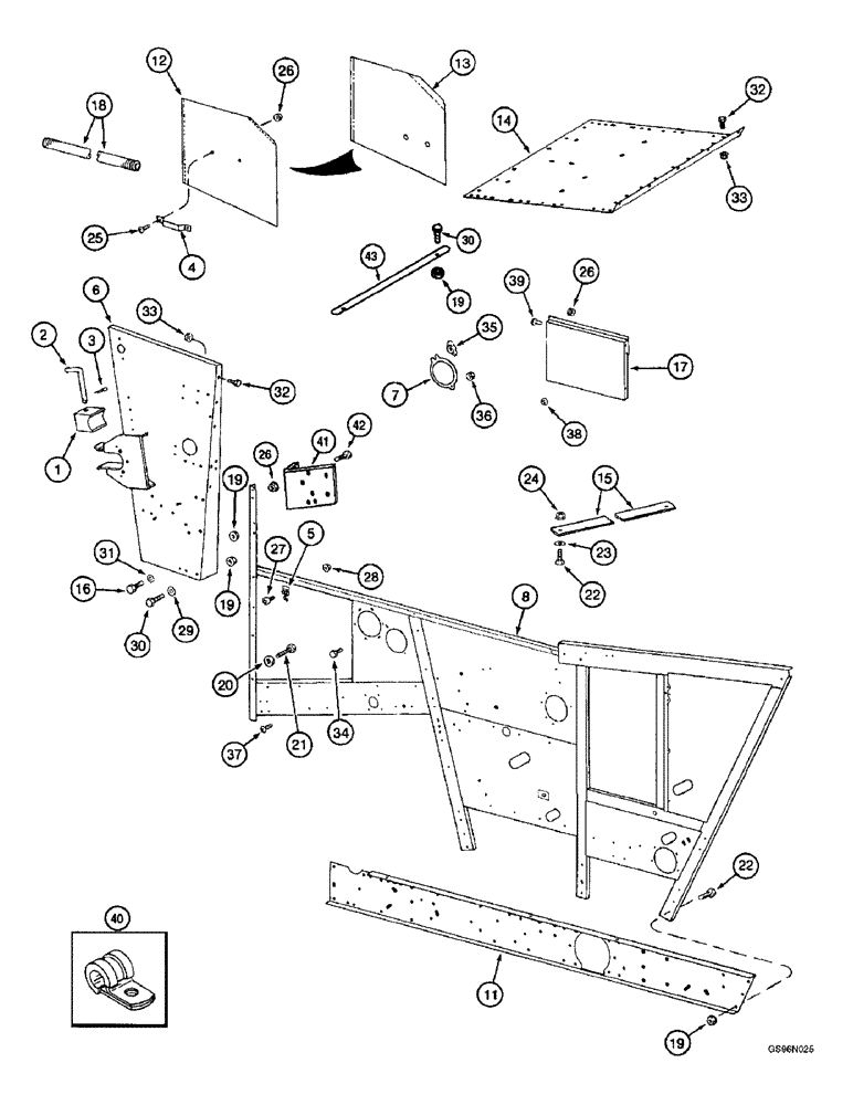 Схема запчастей Case IH 2144 - (9H-06) - RIGHT HAND SEPARATOR DOORS, SIDE AND SUPPORTS (12) - CHASSIS