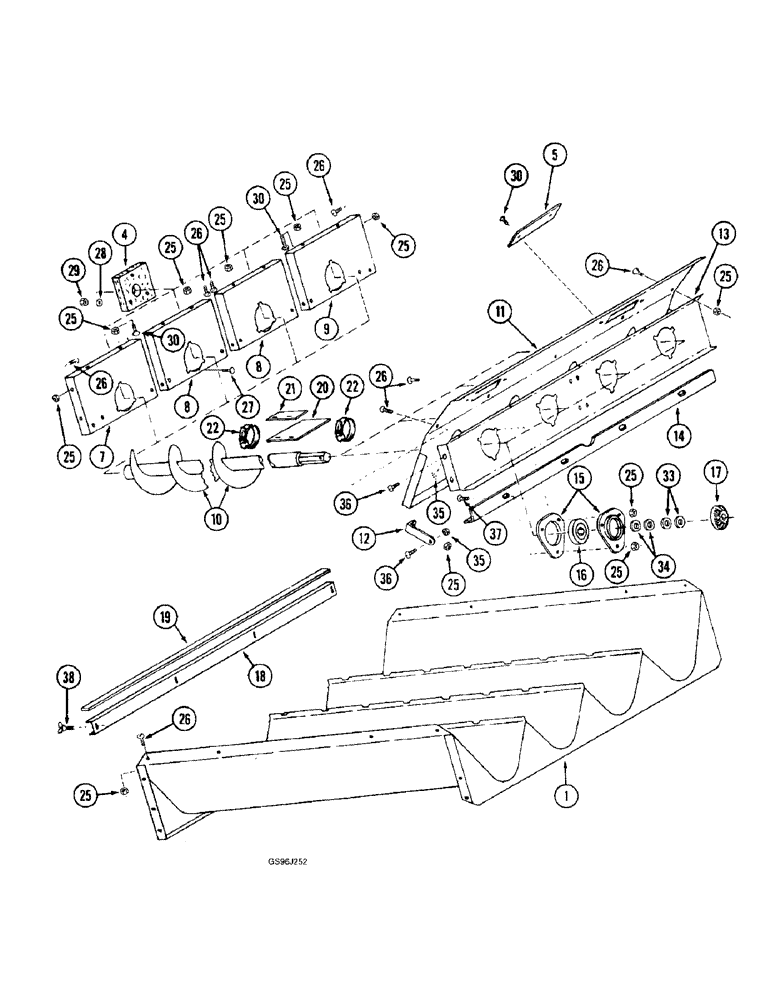 Схема запчастей Case IH 1660 - (9B-38) - AUGER BED (14) - ROTOR, CONCANVES & SIEVE