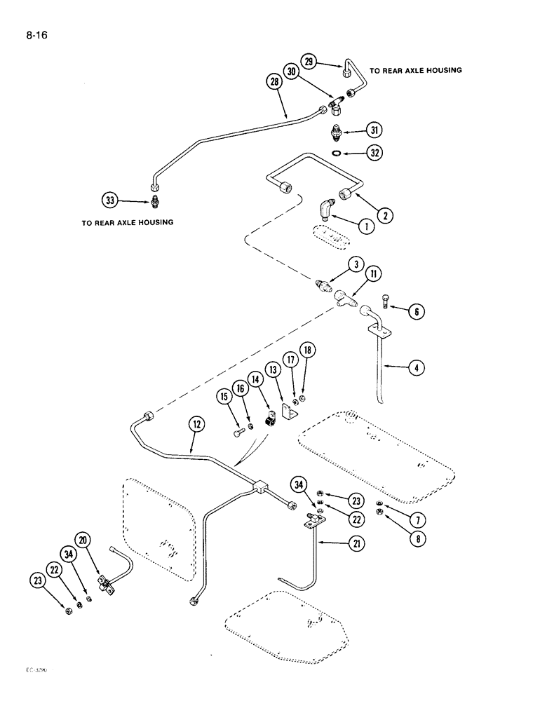 Схема запчастей Case IH 1896 - (8-16) - TRANSMISSION LUBRICATION (08) - HYDRAULICS