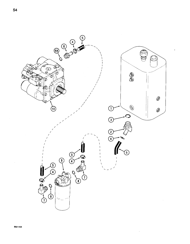 Схема запчастей Case IH 1680 - (054) - HYDROSTATIC PUMP SYSTEM, RESERVOIR TO PUMP (35) - HYDRAULIC SYSTEMS