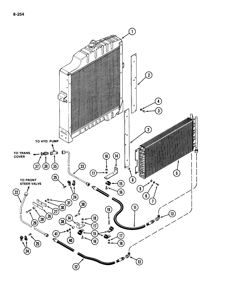 Схема запчастей Case IH 4490 - (8-254) - HYDRAULIC OIL COOLER (08) - HYDRAULICS