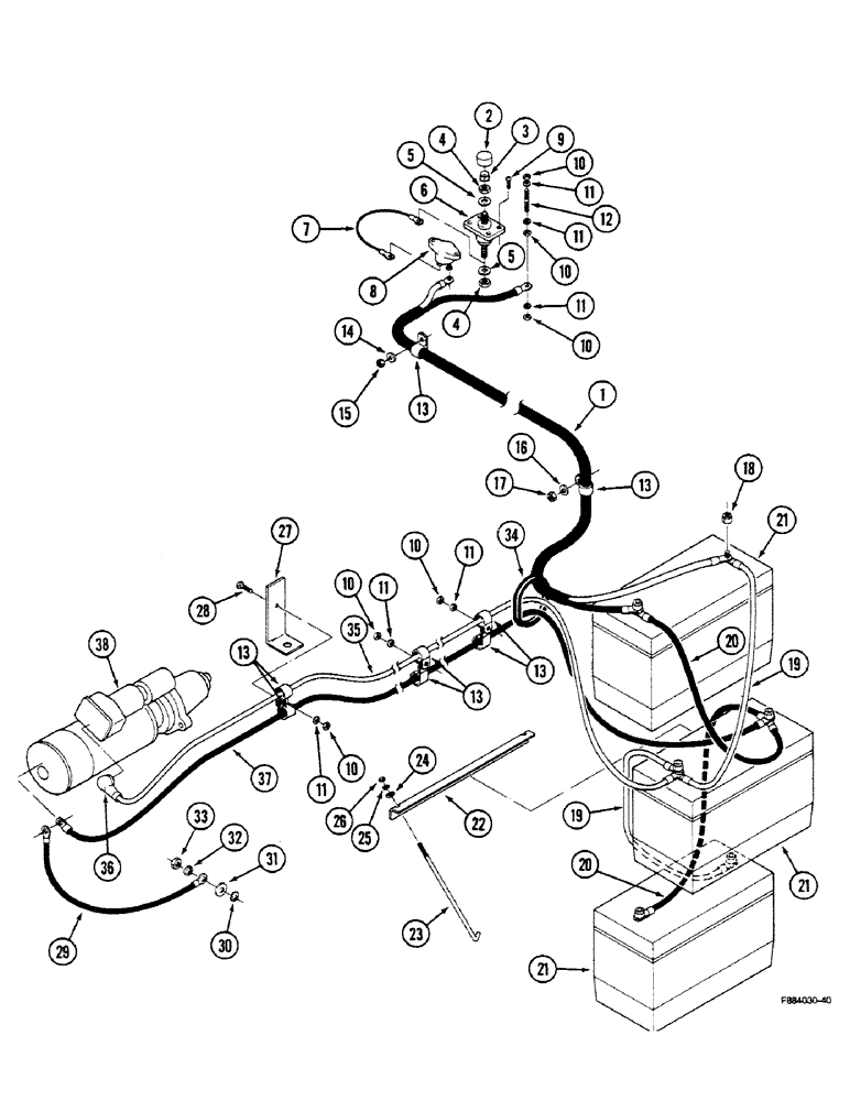 Схема запчастей Case IH 9150 - (4-32) - BATTERIES AND CABLES, L-10 ENGINE (04) - ELECTRICAL SYSTEMS