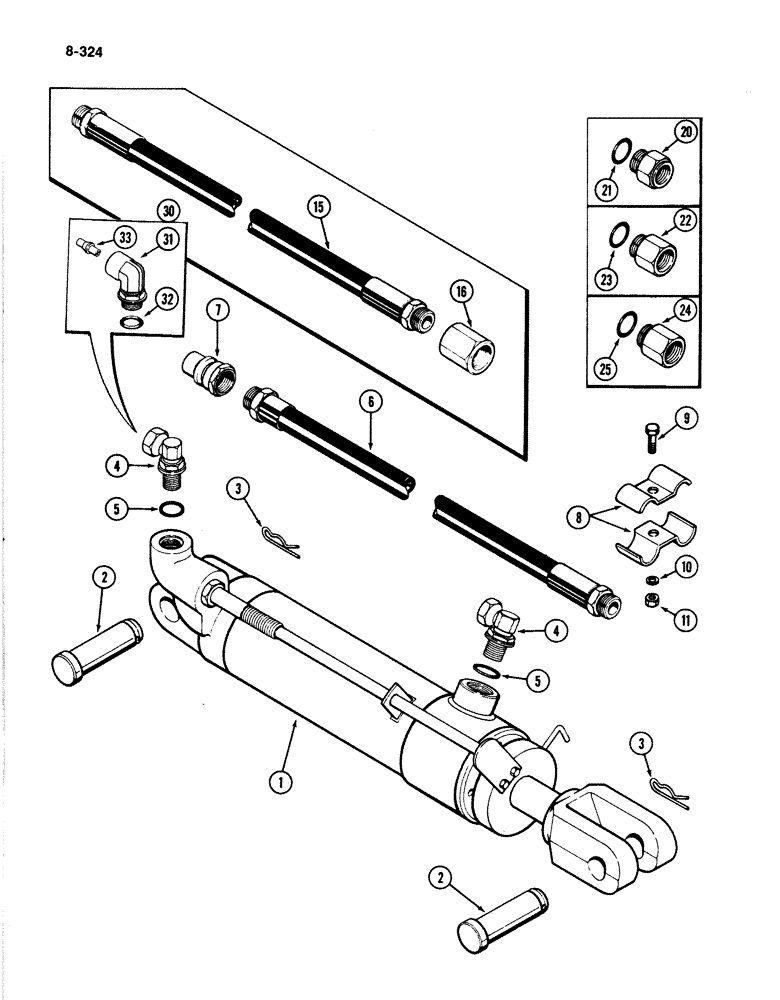 Схема запчастей Case IH 4894 - (8-324) - REMOTE HYDRAULIC ATTACHMENTS HYDRAULIC CYLINDER, HOSES AND COUPLINGS (08) - HYDRAULICS