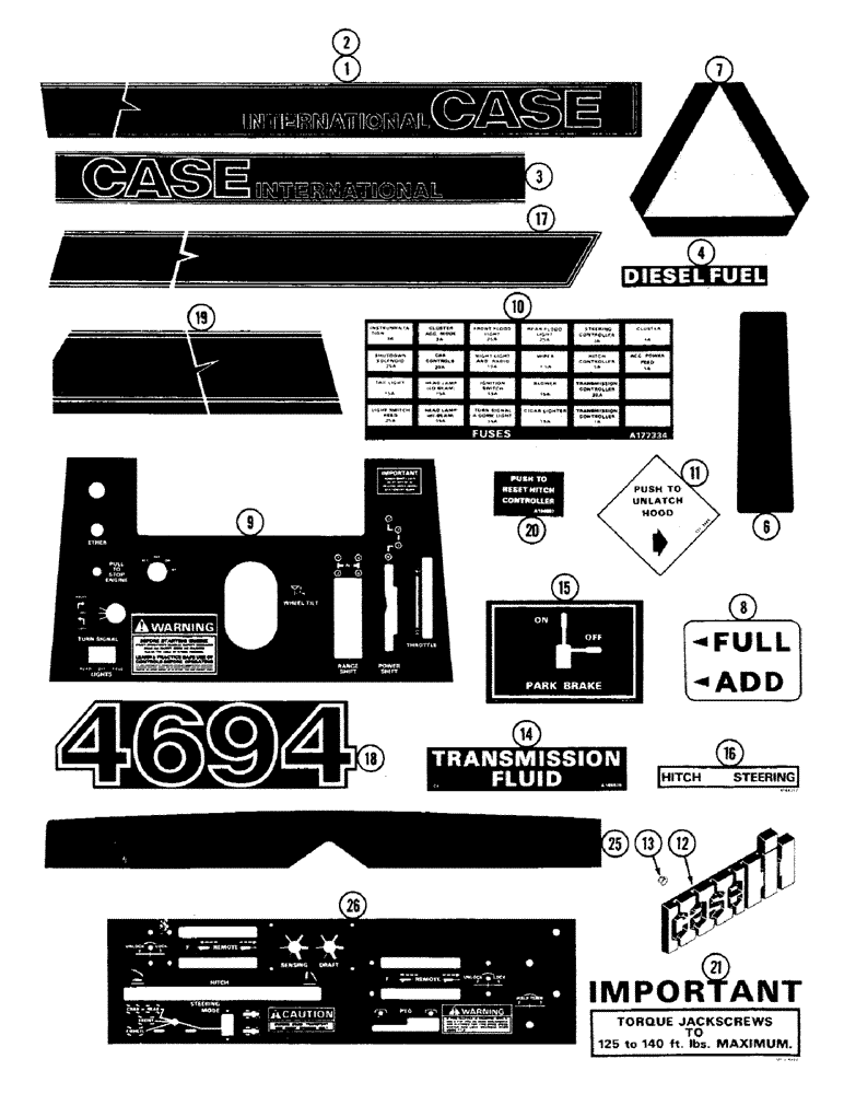 Схема запчастей Case IH 4694 - (9-434) - TRACTOR DECALS, CASE IH (09) - CHASSIS/ATTACHMENTS