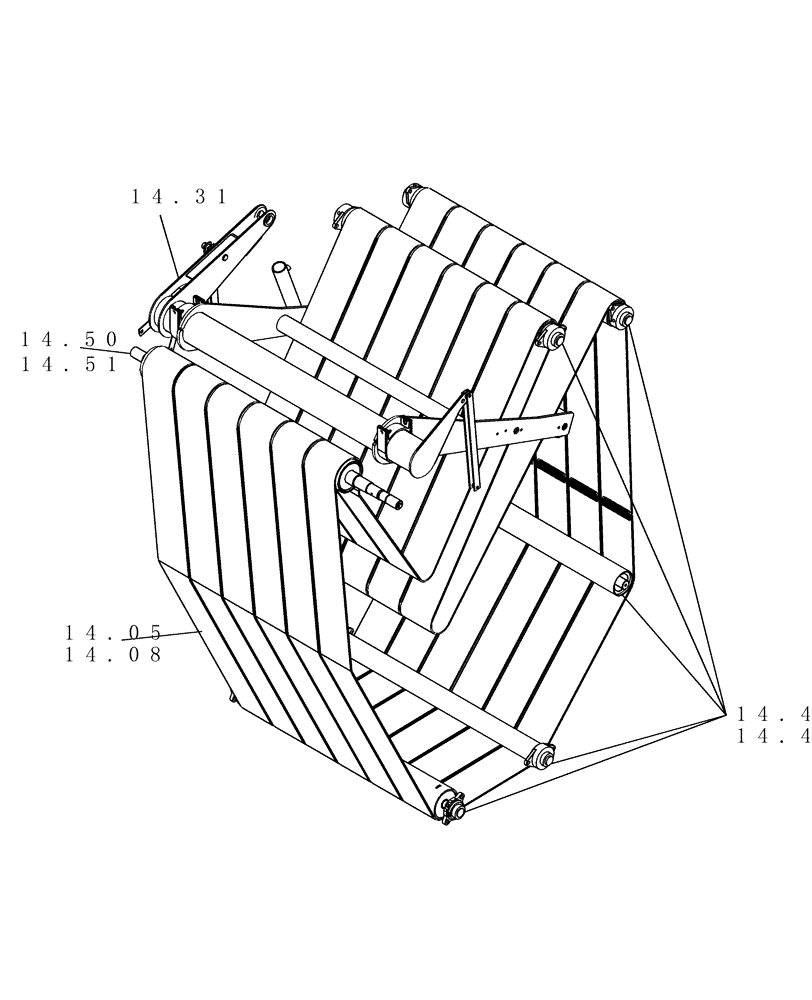 Схема запчастей Case IH RBX463 - (SECTION 14[RBX463]) - PICTORIAL INDEX, BALE CHAMBER (00) - GENERAL