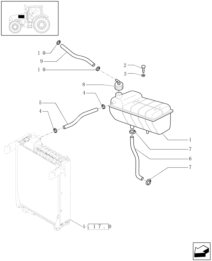 Схема запчастей Case IH PUMA 195 - (1.17.2) - COOLING - EXPANSION TANK (02) - ENGINE EQUIPMENT