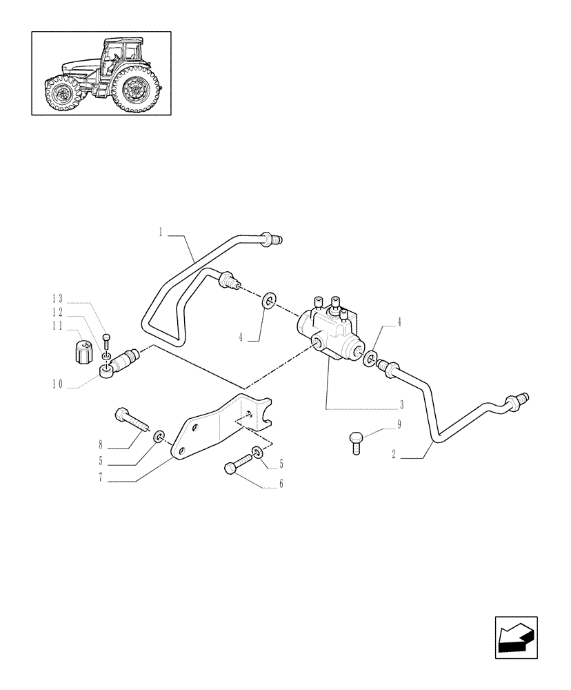 Схема запчастей Case IH MAXXUM 100 - (1.82.7/20) - BRAKING SYSTEM VALVE (VAR.330720) (07) - HYDRAULIC SYSTEM