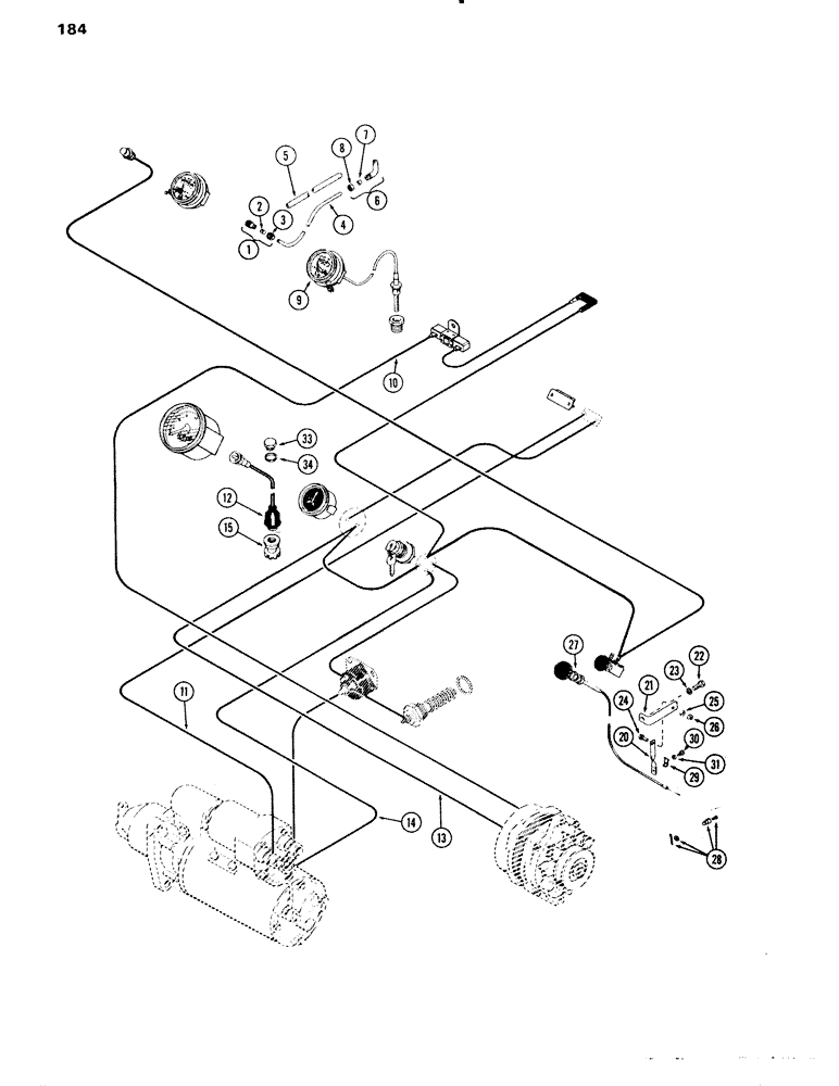 Схема запчастей Case IH 504BD - (184) - INSTRUMENTATION HARDWARE, STANDARD GAUGES, REAR PANEL OR FUEL TANK, D, E (04) - ELECTRICAL SYSTEMS