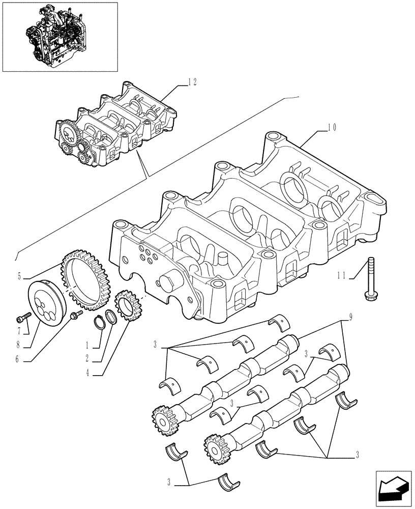 Схема запчастей Case IH JX1085C - (0.10.5[01]) - DYNAMIC BALANCER, GEARS & SHAFTS (01) - ENGINE