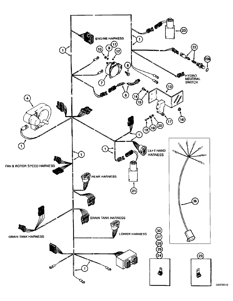 Схема запчастей Case IH 2188 - (4-06) - CENTER HARNESS (06) - ELECTRICAL